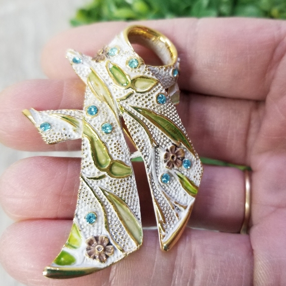 Vintage enameled signed BSK brooch - Picture 7 of 8